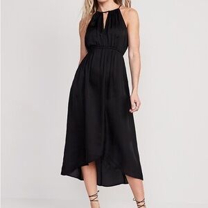 NWT Old Navy Black Medium Petite Satin Midi Dress